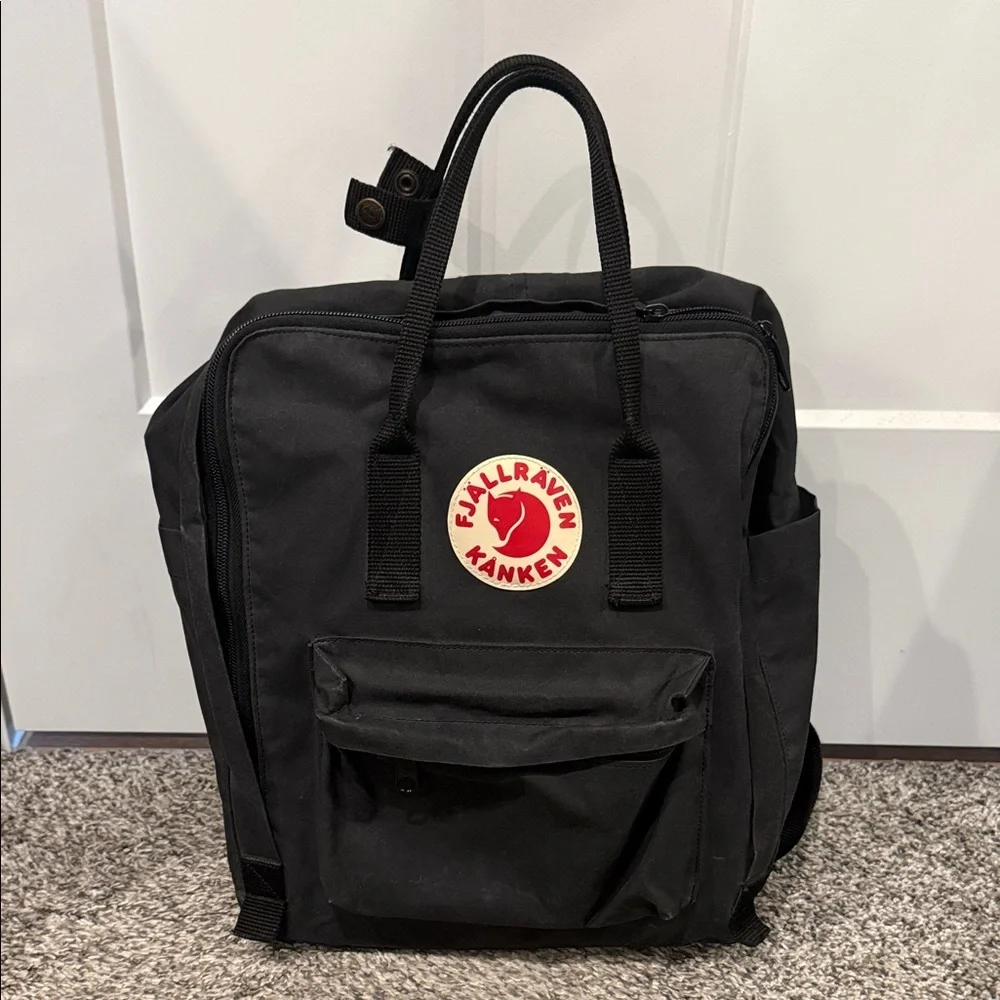 Fjallraven Kanken Black Backpack bag carrying purse laptop Swedish tote
